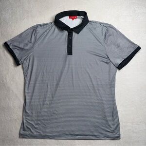 Redvanly Black Striped Polo Performance Golf Stretch Shirt Men’s Size XL